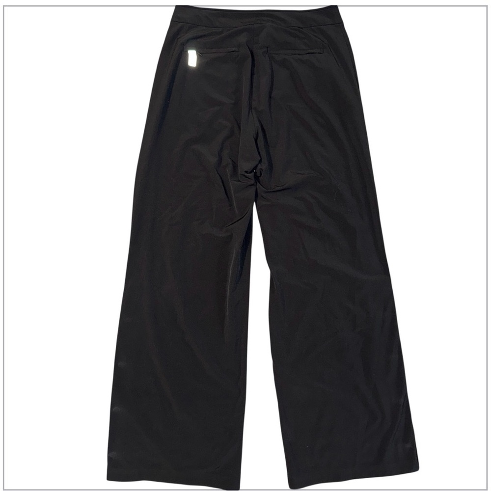 Athleta Gramercy Track Wide Leg Pants Black Size 4 Side Zip Snap Hem Trouser - Picture 2 of 7